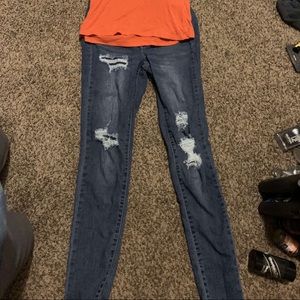 Blue ripped jeans